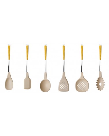 Set of 6 Fir Wood Kitchen Utensils - Neva Posateria -  - 