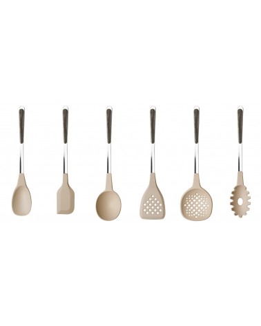 Ensemble de 6 ustensiles de cuisine en bois de pin - Neva Posateria - 