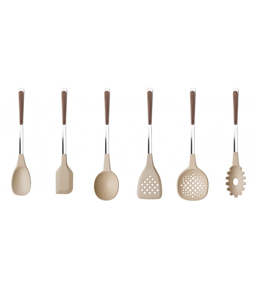 Ensemble de 6 ustensiles de cuisine en bois d'acacia - Neva Posateria - 