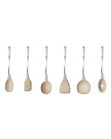 Set of 6 Vintage Floral Wisteria Kitchen Utensils - Neva Posateria -  - 