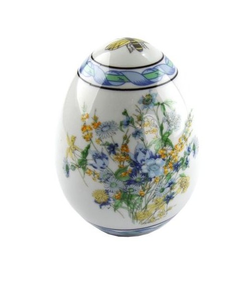 Decorative egg in Blue Flower ceramic - Made in Italy -