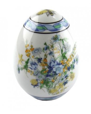 Uovo Decorativo in Ceramica Blue Flower - Made in Italy - 