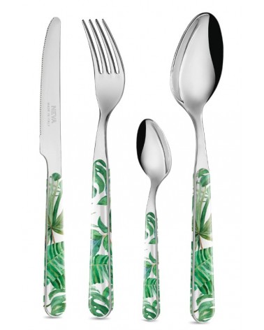 Service de couverts Feuille de Jungle 24 pièces - Neva Posateria Creativa - 