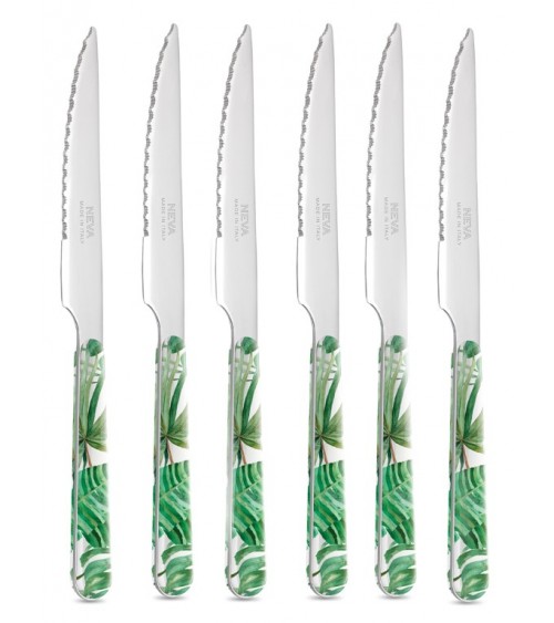 Coffret de 6 couteaux à steak Jungle Leaf - Neva Posateria Creativa - 