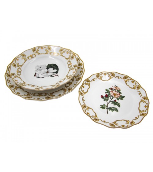 Flora Danica - Service de table 18 pièces en porcelaine fabriquée en Italie - Famille royale Sheffield -
