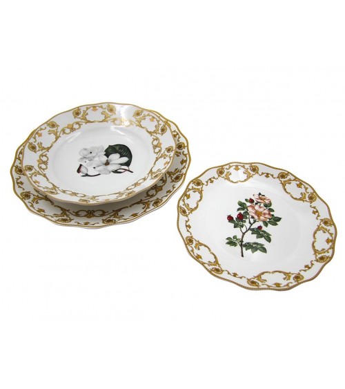 Flora Danica - Servizio di Piatti 18 Pz Porcellana Made in Italy - Royal Family Sheffield - 