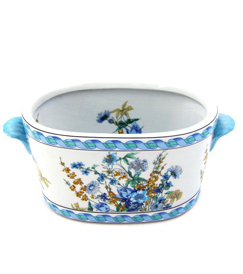 Cachepot Grande Blue Flower in Ceramica - Made in Italy - Royal Family Sheffield -