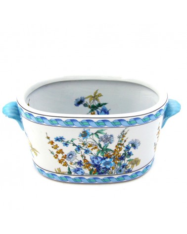 Cachepot Grande Blue Flower in Ceramica - Made in Italy - Royal Family Sheffield -