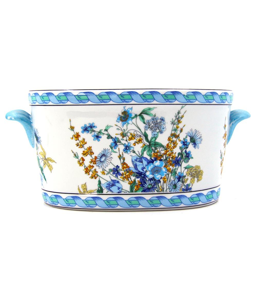 Cachepot Grande Blue Flower in Ceramica - Made in Italy - Royal Family Sheffield -