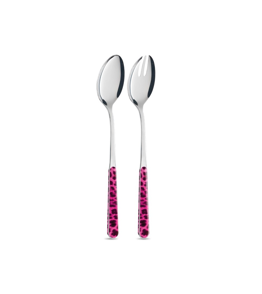 Salad Pair with Pink and Black Leopard Animalier Decoration - Neva Posateria Creativa