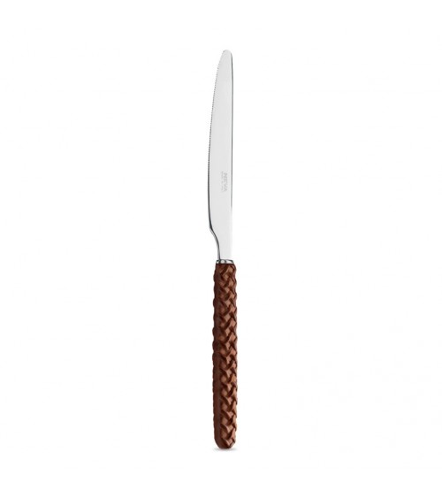 Ensemble de couteaux en cuir marron Intreccio à fruits 18 pièces - Neva Posateria Creativa