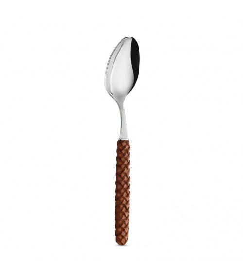 Set 18-teilig Obst-Intreccio-Löffel aus braunem Leder - Neva Posateria Creativa