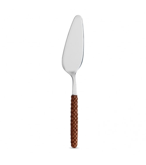 Leather brown Intreccio cake server - Neva Posateria Creativa