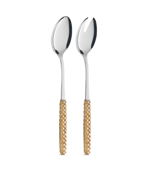Coppia Insalata con Decoro Intreccio beige - Neva Posateria Creativa