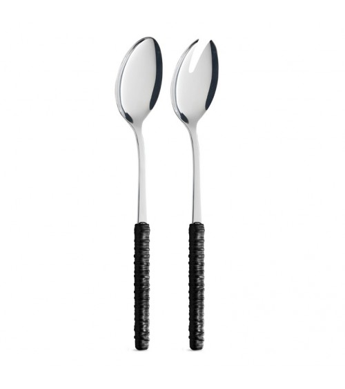 Salad Pair with Black Rattan Decoration - Neva Posateria