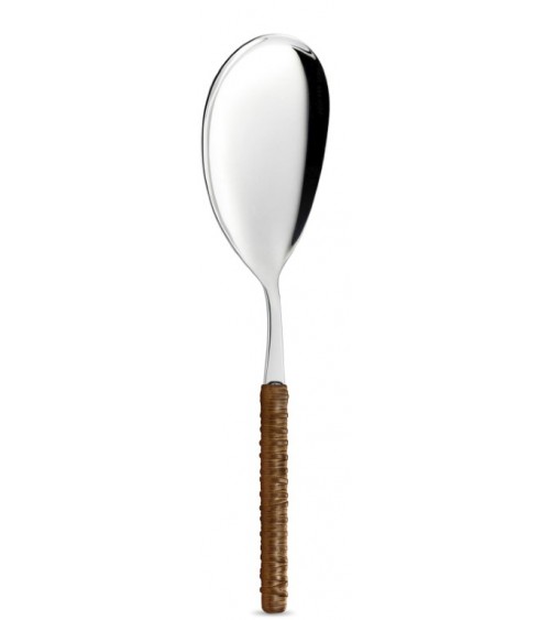 Pelle à riz avec décoration en cuir rotin marron - Neva Posateria