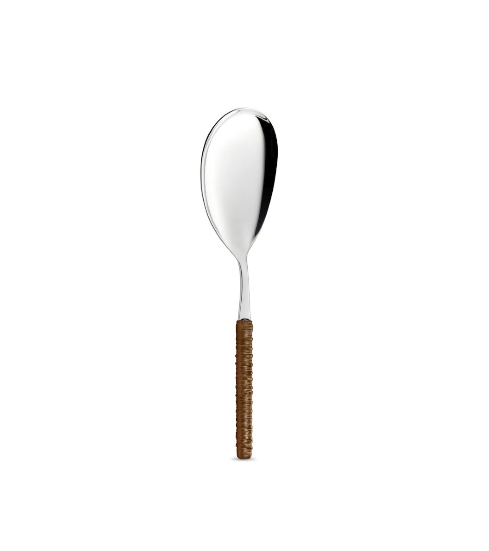 Pelle à riz avec décoration en cuir rotin marron - Neva Posateria