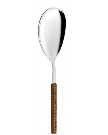 Pelle à riz avec décoration en cuir rotin marron - Neva Posateria