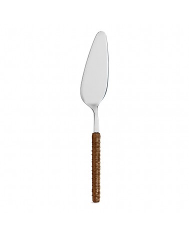 Cake server with leather brown rattan decoration - Neva Posateria