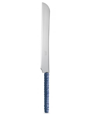 Coltello per Torta con Decoro Rattan blu - Neva Posateria