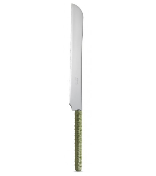 Kuchenmesser mit salbeigrüner Rattan-Dekoration – Neva Posateria