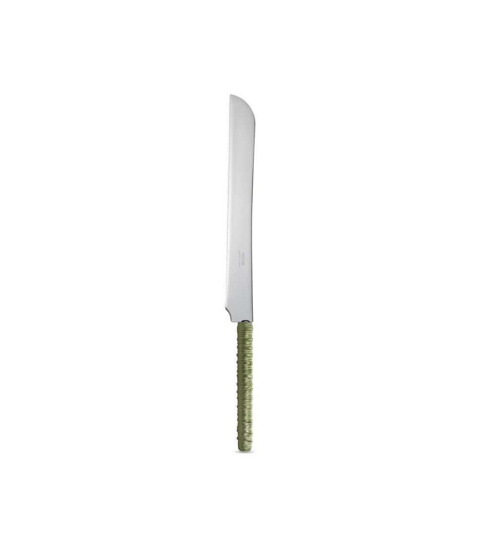 Couteau à Gâteau avec Décoration en Rotin Vert Sauge - Neva Posateria
