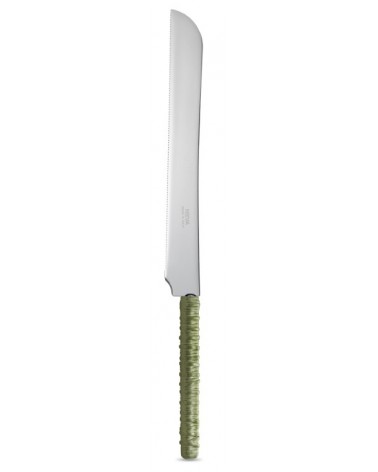 Coltello per Torta con Decoro Rattan verde salvia - Neva Posateria