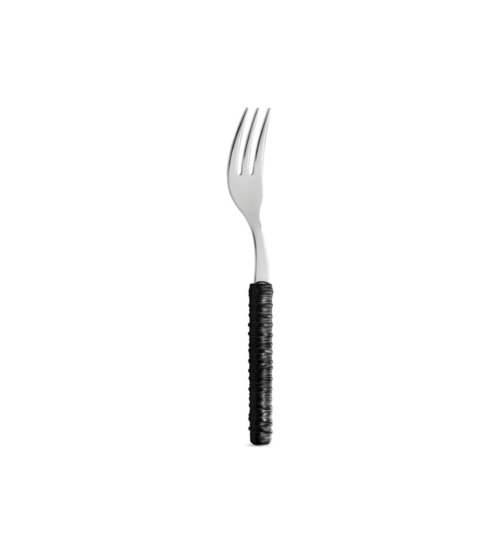 Forchettina Dolce con Decoro Rattan nero - Neva Posateria