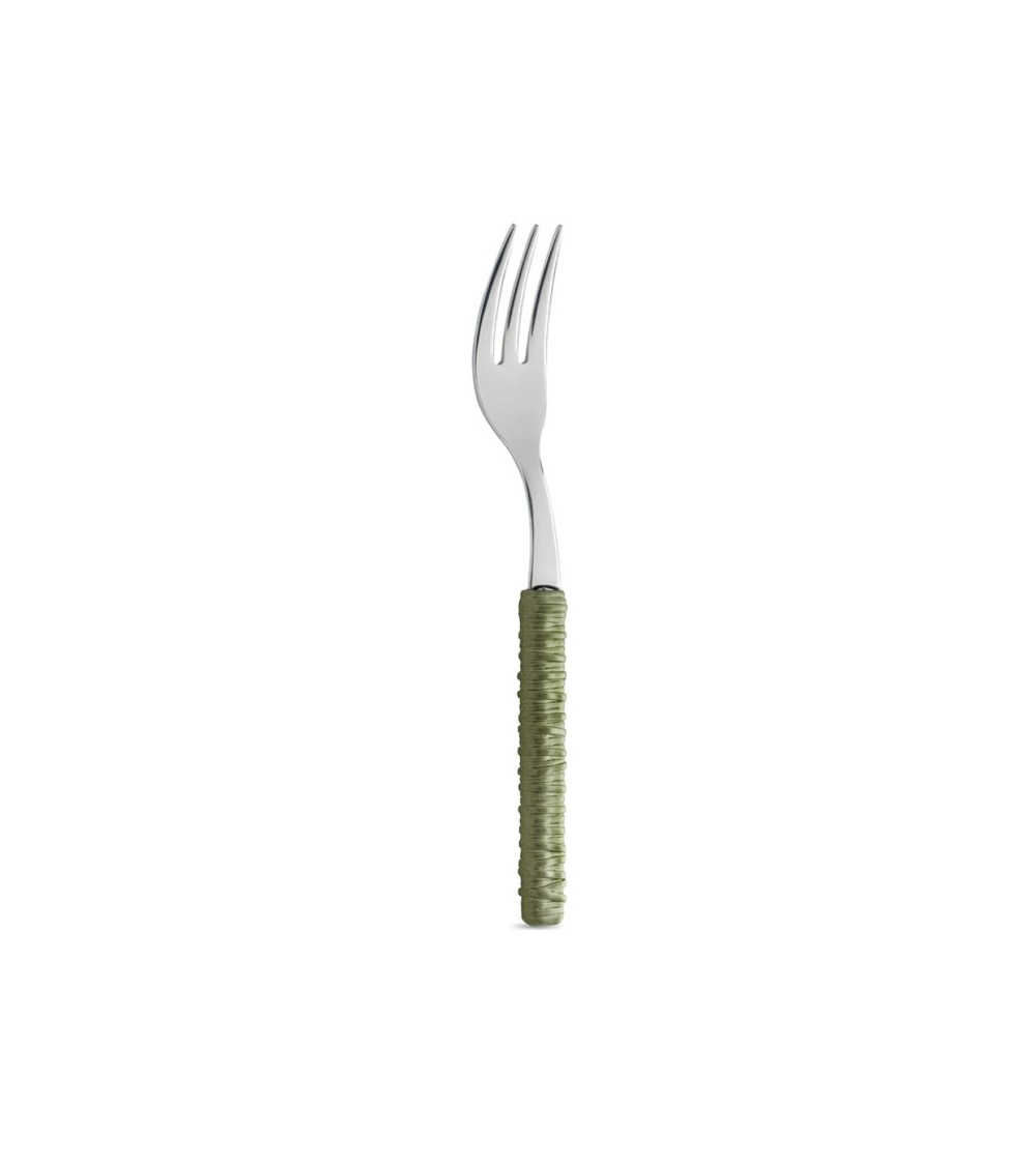 Süße Gabel mit grüner Rattan-Dekoration – Neva Posateria