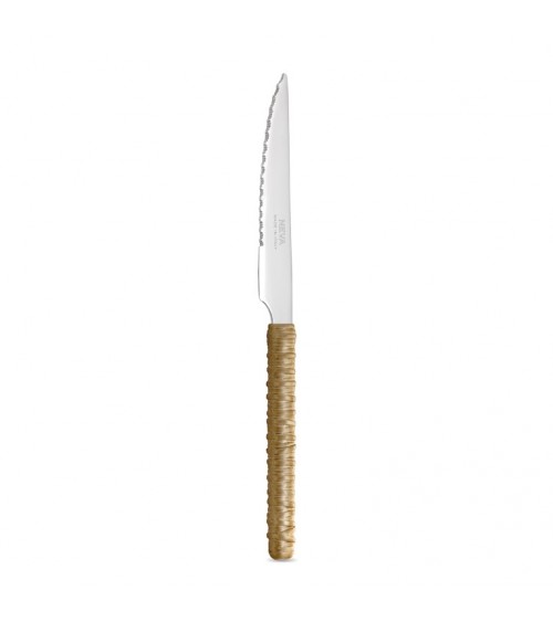 Couteau à Steak avec Décoration en Rotin beige - Neva Posateria
