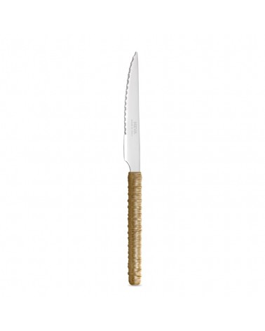 Steak Knife with beige Rattan Decoration - Neva Posateria