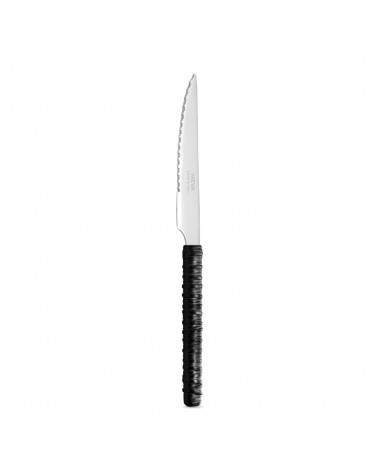 Coltello Bistecca con Decoro Rattan nero - Neva Posateria
