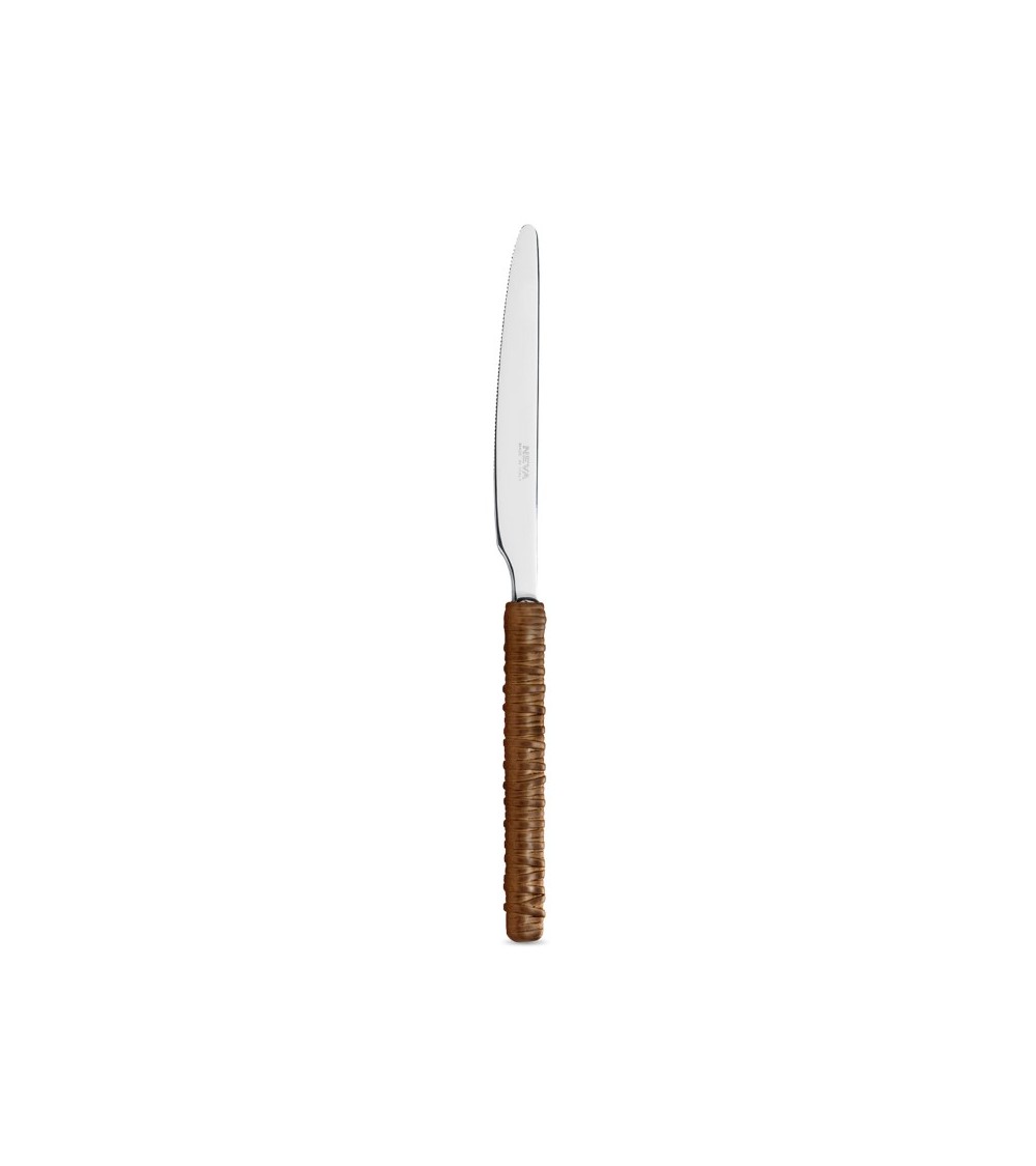 Set 18-teilig Obst mit braunem Leder-Rattan-Dekorationsmesser – Neva Posateria