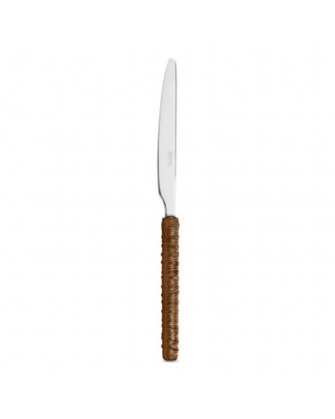 Set 18 Pezzi Frutta con Decoro Rattan coltello marrone cuoio  - Neva Posateria