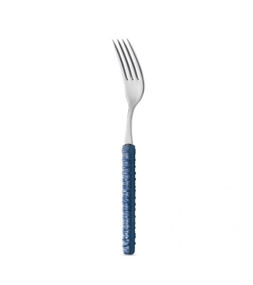 Set 18 Pezzi Frutta con Decoro Rattan forchetta  blu - Neva Posateria