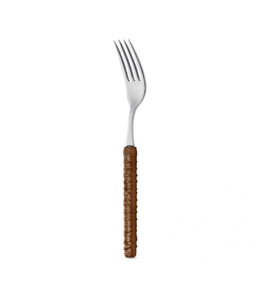 Set 18 Pezzi Frutta con Decoro Rattan forchetta  marrone cuoio - Neva Posateria