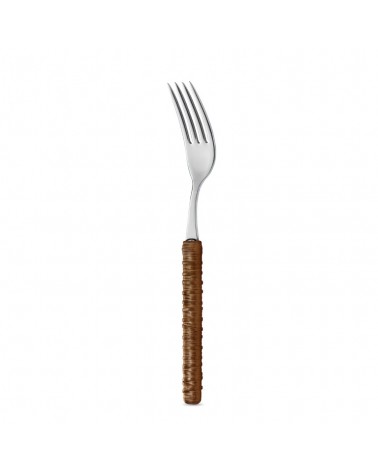 Set 18 Pezzi Frutta con Decoro Rattan forchetta  marrone cuoio - Neva Posateria