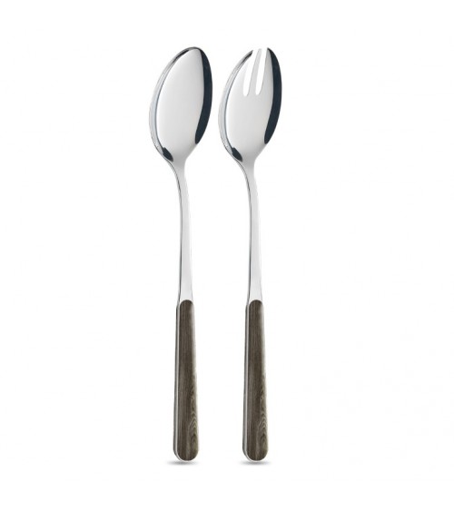 Paire de Salades avec Manche Effet Bois de Pin Anthracite - Neva Posateria