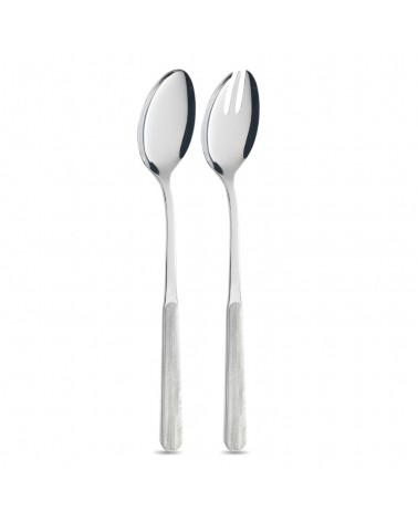 Salad Pair with Whitened Pine Wood Effect Handle - Neva Posateria