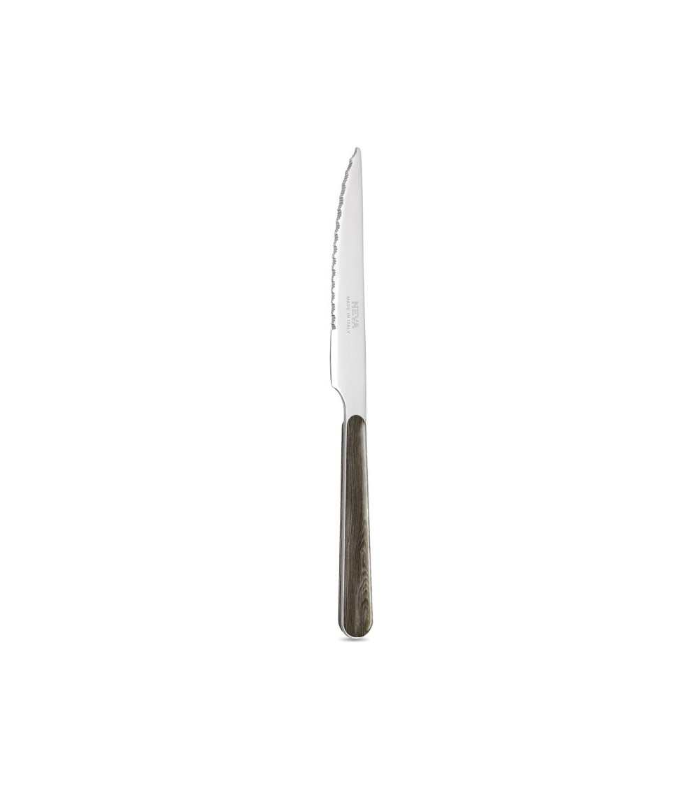 Steak Knife with Anthracite Pine Wood Effect Handle - Neva Posateria