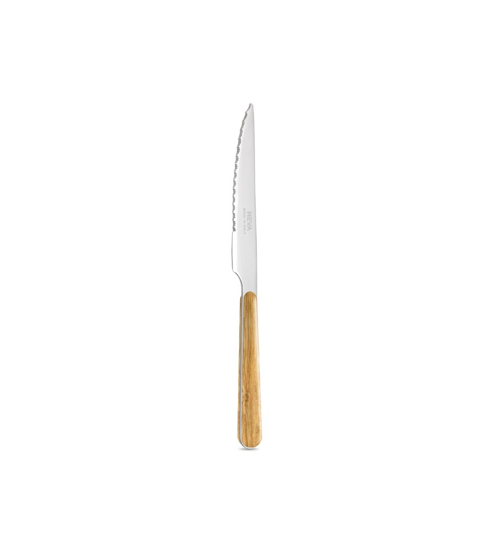 Steak Knife with Light Pine Wood Effect Handle - Neva Posateria