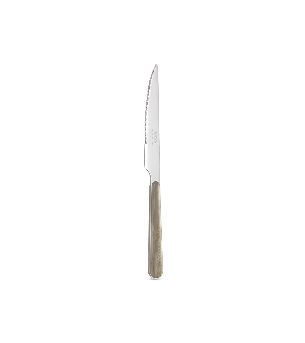Steakmesser mit Griff in taubengrauer Kiefernholzoptik – Neva Posateria