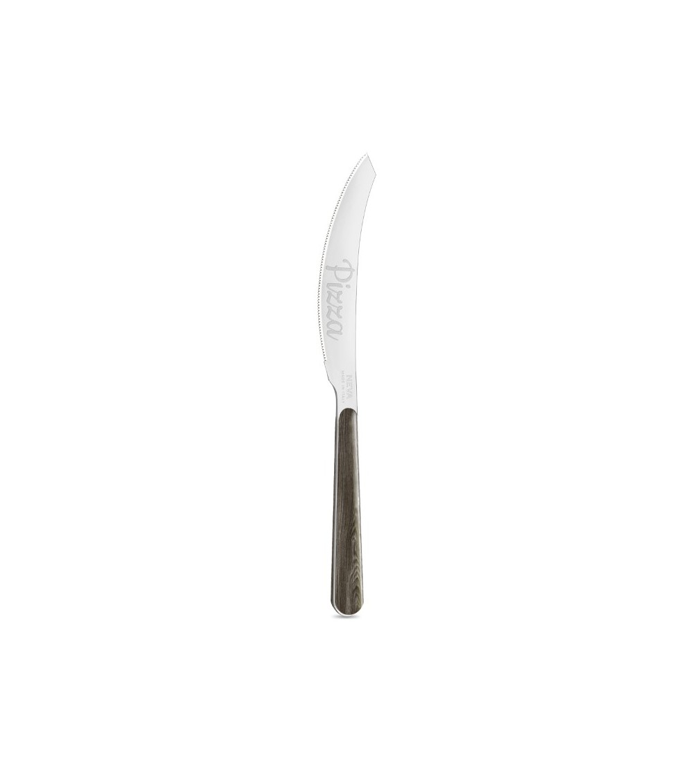 Couteau à Pizza avec Manche Effet Bois de Pin Anthracite - Neva Posateria
