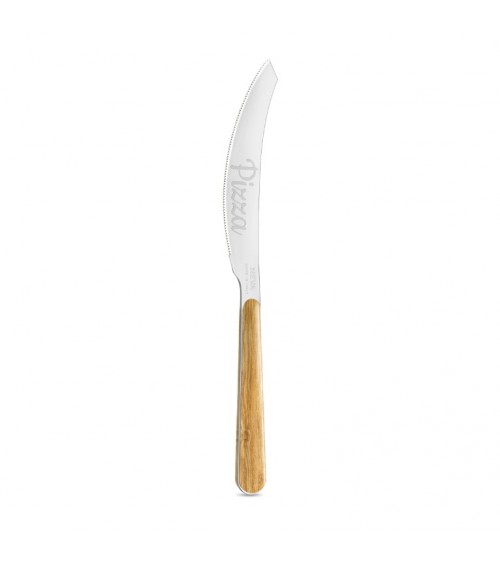 Pizza Knife with Light Pine Wood Effect Handle - Neva Posateria