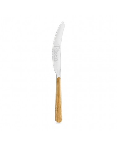 Pizza Knife with Light Pine Wood Effect Handle - Neva Posateria