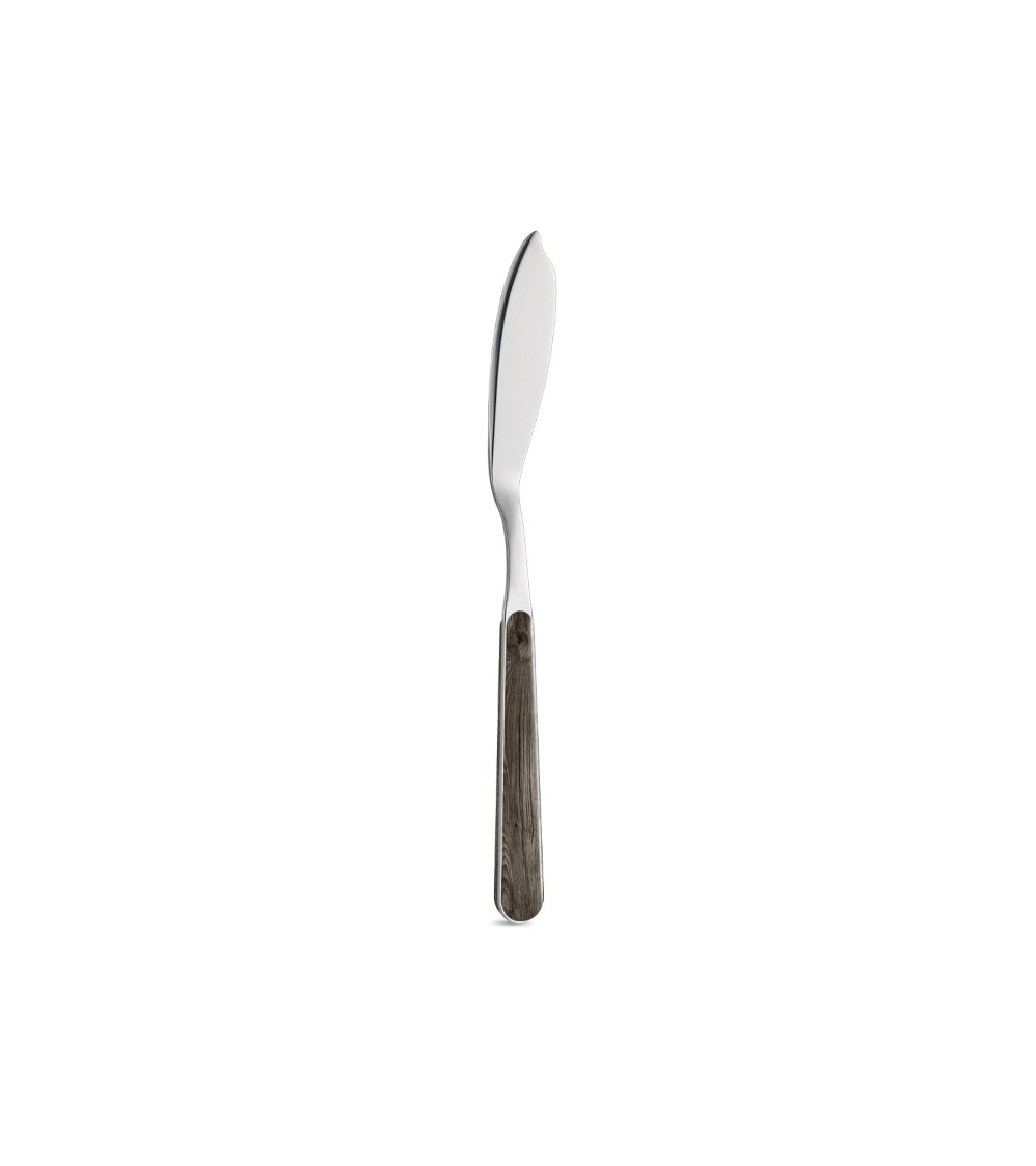 Fish Cutlery set 12 Pcs with Pine Wood Effect Handle anthracite knife - Neva