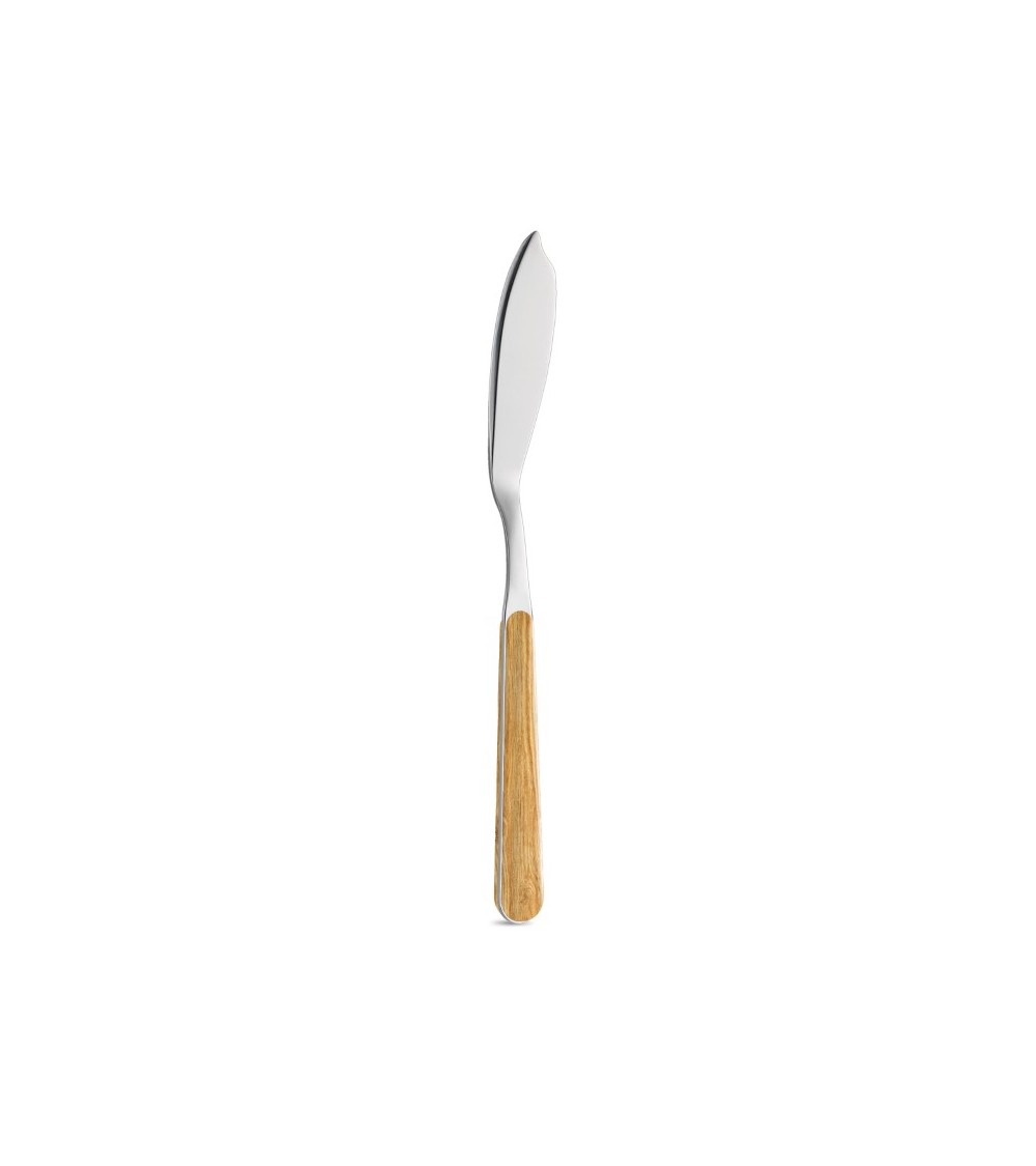 Fish Cutlery set 12 pieces with pine wood effect handle, light knife - Neva
