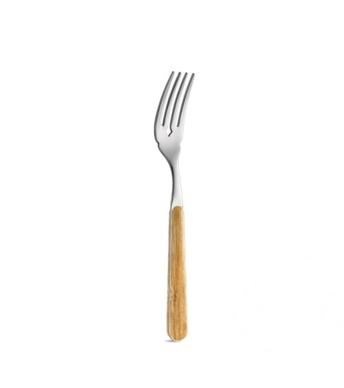 Fish Cutlery set 12 pieces with light pine wood effect handle fork - Neva