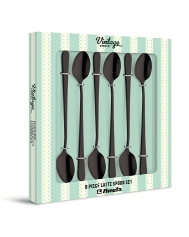 Amefa: Posate Acciaio Nere - Austin Vintage - Set 6pz Cucchiai da Latte Nero - 