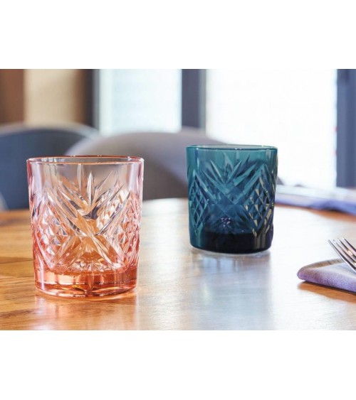 Lot de 4 verres en verre - London - Luminarc - coloris rose et topaze